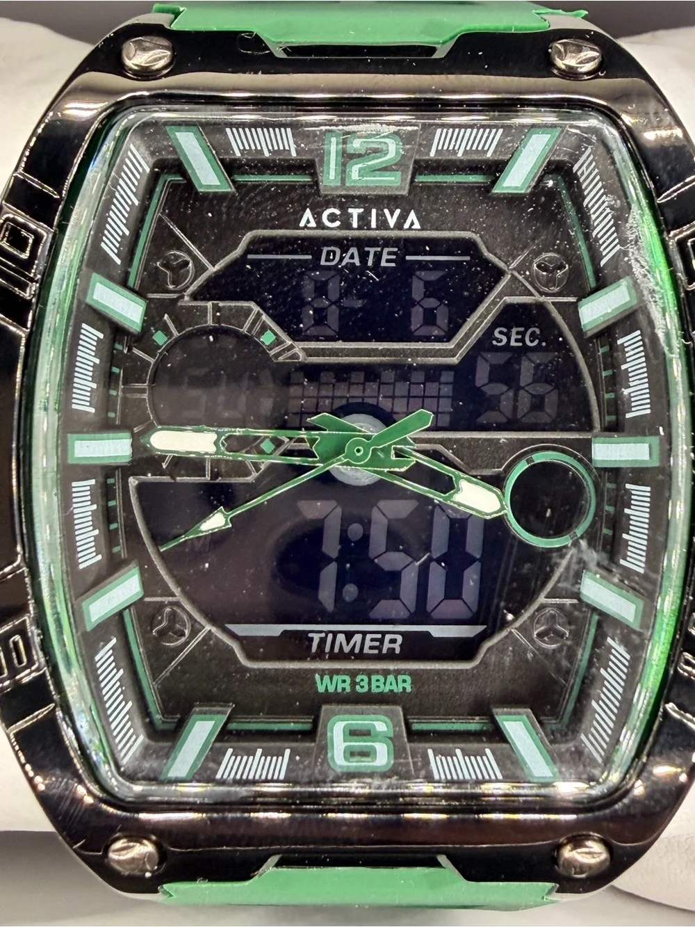 Invicta Green and Black Digital Hybrid Watch